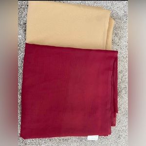 2  NWOT window scarves/curtains gold and burgundy